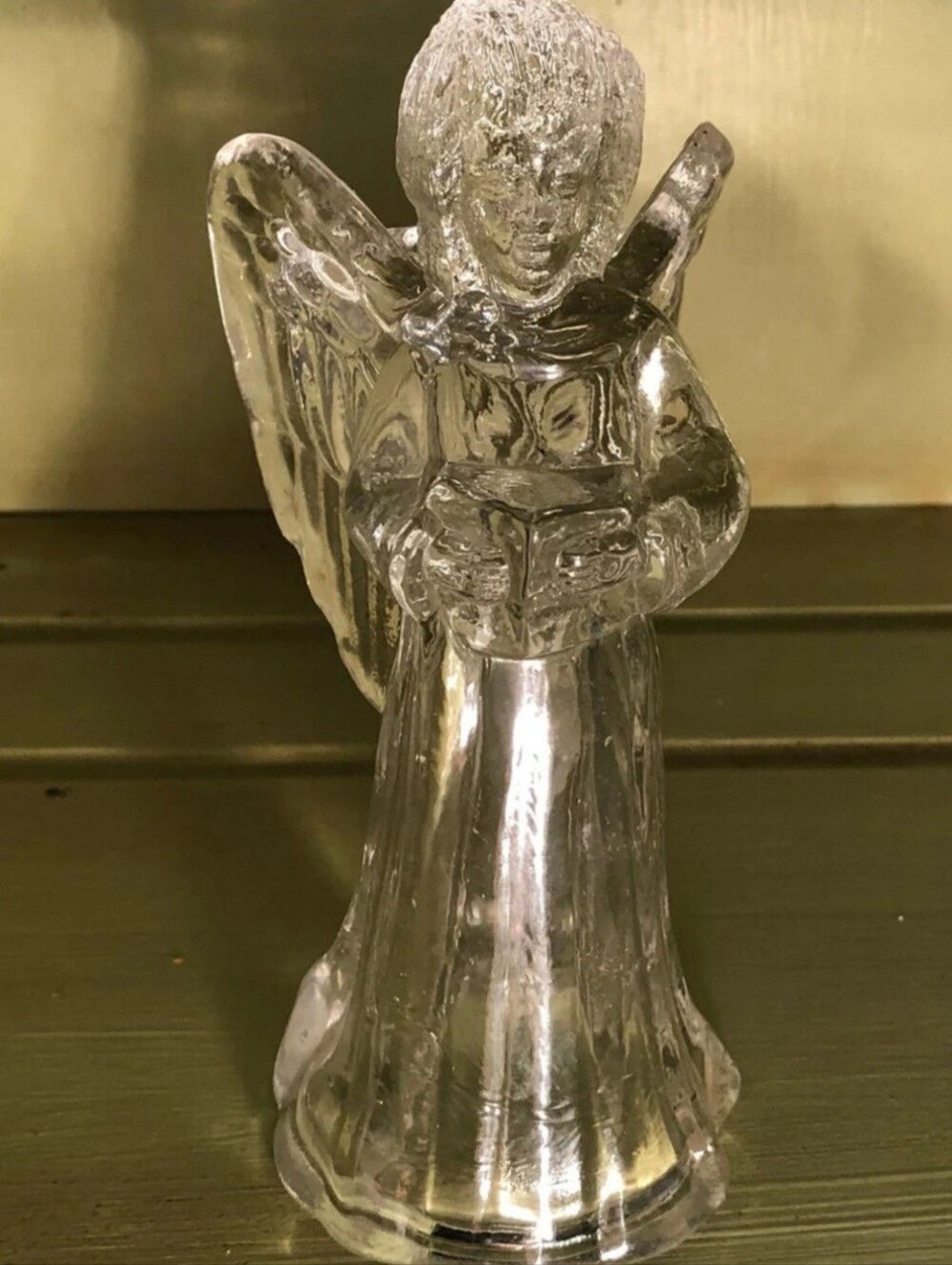 Pressed Glass Angel Candle Holder